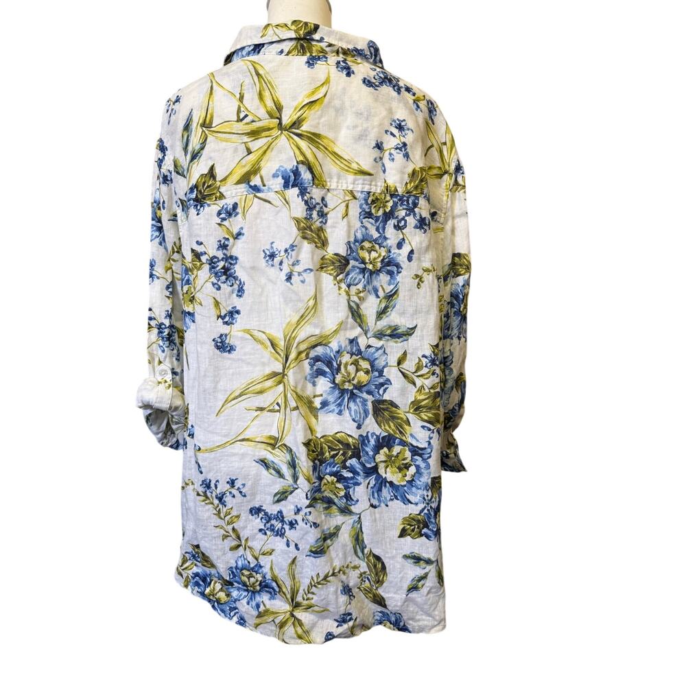 Joie 100% LINEN button up tropical print shirt womens 3x - Picture 6 of 7
